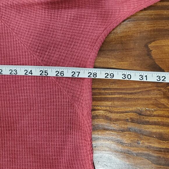 Free People Top Medium Red Thermal Waffle Knit Whimsygoth Vampire Lace Romantic - Picture 6 of 7